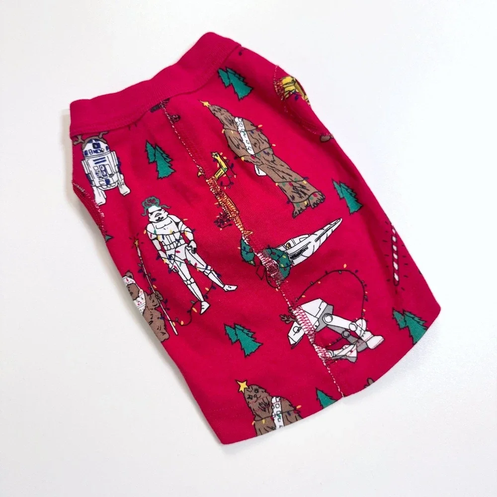 Hanna Andersson Star Wars Dog Pajamas XS Red Christmas Holiday Organic Cotton
